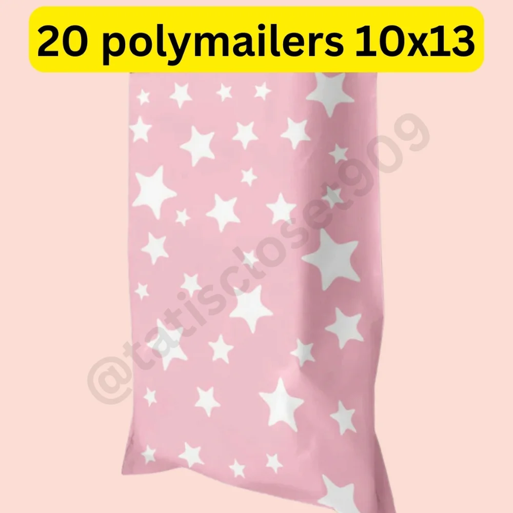 20 pink white star poly mailers size 10x13